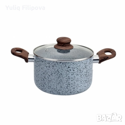 Тенджера Voltz Siena, Дълбока, Мраморно каменно керамично покритие, Светло сив, снимка 4 - Съдове за готвене - 50192485