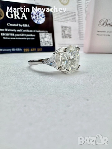 Сребърен пръстен с мойсанит (Диамант) 5 карата, снимка 9 - Пръстени - 53423732