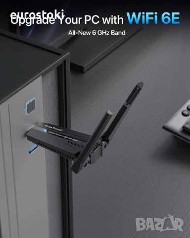 BrosTrend AXE5400 WiFi 6E USB WiFi безжичен интернет адаптер, снимка 6 - Мрежови адаптери - 51230897