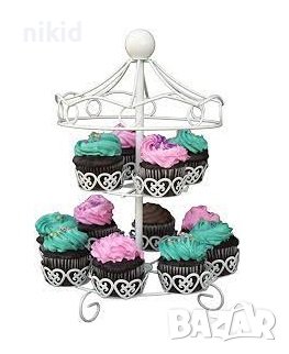 метална стойка поставка сърцевидни кошнички Карусел за 12 бр мъфини мъфина къпкейк кексчета, снимка 6 - Аксесоари за кухня - 37636254