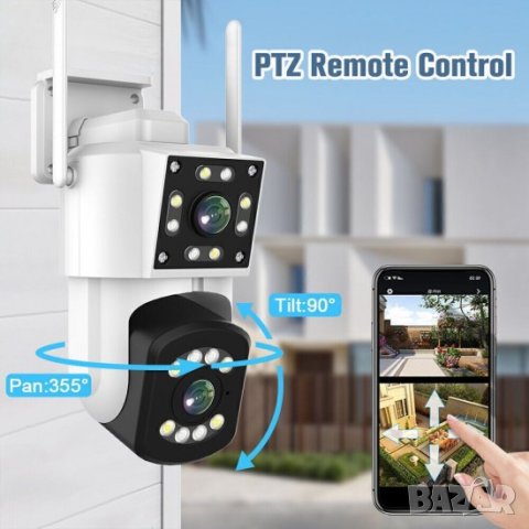 Двойна Smart WiFi безжична IP камера 5MP всяка FULL-HD нощно виждане., снимка 2 - IP камери - 43832633