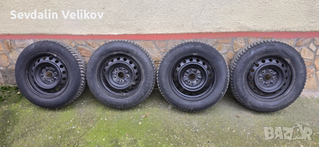 Комплект Зимни гуми Goodyear UltraGrip 9 195/65R15 с Метални джанти 5х114.3 и тасове, снимка 4 - Гуми и джанти - 52617768
