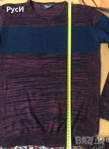 Мъжки фин пуловер с V-образно деколте, снимка 2 - Пуловери - 47445050