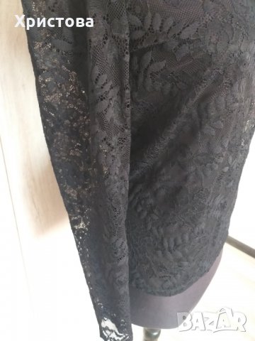 Дантелена черна блуза - 12,00лв., снимка 3 - Блузи с дълъг ръкав и пуловери - 28913554