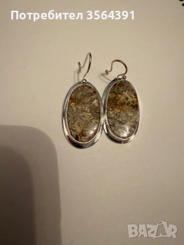 Сребърни обеци с ахат , снимка 2 - Обеци - 52748289