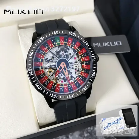 MUKUO Дизайнерски Автоматичен, механичен часовник Рулетка, водоустойчив , снимка 3 - Мъжки - 49597302