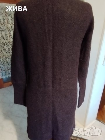 Кафява дълга дамска жилетка от мохер и вълна, снимка 2 - Жилетки - 43996843