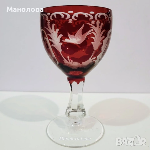 Шест чаши от Бохемско стъкло Egermann., снимка 5 - Други ценни предмети - 53389259