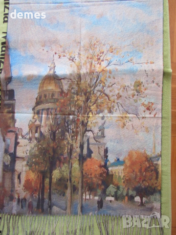 Фин двулицев шал с принт кашмир и вълна от Сант Петербург,Русия, снимка 4 - Шалове - 52298507