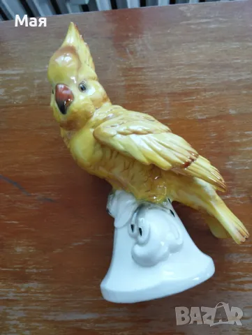 Порцеланов папагал  Какаду антика, снимка 2 - Антикварни и старинни предмети - 50371194
