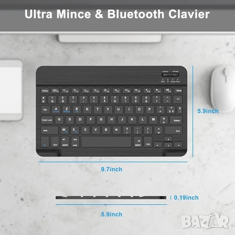 Безжична Bluetooth клавиатура за iPad, iPad Air/Pro, Samsung Tablet, Xiaomi Pad 7/6/5, Mac, снимка 3 - Клавиатури и мишки - 51055976