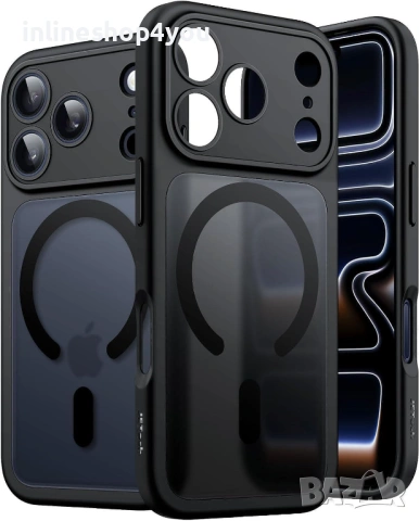 Матов Magsafe кейс за Apple iPhone 17 Pro / Max - Черен и Тъмно син