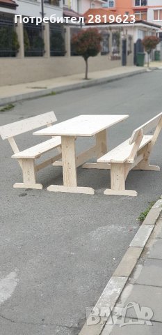 Нови дървени маси с пейки , снимка 2 - Градински мебели, декорация  - 32844354