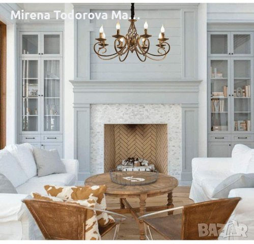 Ретро полилей Античен бронзов полилей Американски провинциален полилей, снимка 6 - Лампи за таван - 38383562