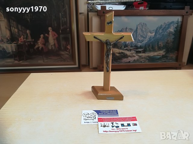 ДЪРВЕН КРЪСТ С ХРИСТОС-МЕД/МЕСИНГ, снимка 7 - Колекции - 28344334