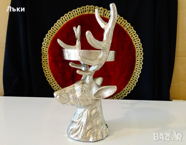 Глава на Елен,свещник,стойка,статуя от калай. , снимка 8 - Антикварни и старинни предмети - 42936581