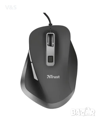 Мишка Trust Fyda, Жична, Ергономична, USB, Черен/Сив