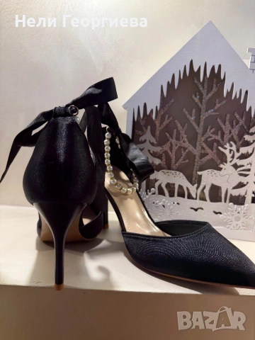 Сатенени обувки, снимка 4 - Дамски обувки на ток - 53140802