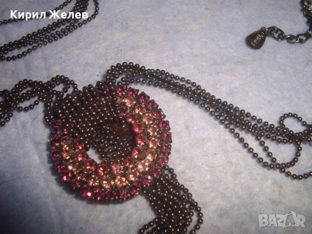 КРАСИВА ВИНТИДЖ ОГЪРЛИЦА с ФАСЕТИРАНИ ИСКРЯЩИ КРИСТАЛИ 29084, снимка 6 - Колиета, медальони, синджири - 37900777