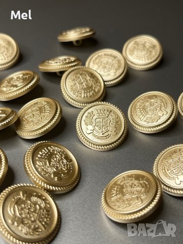 Луксозни златисти метални копчета, кръгли, диаметър: 20мм/2см, снимка 1 - Други - 43898957