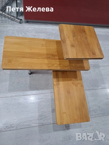 Ъглова кухненска етажерка /бамбук и метал/, снимка 4 - Етажерки - 53326286