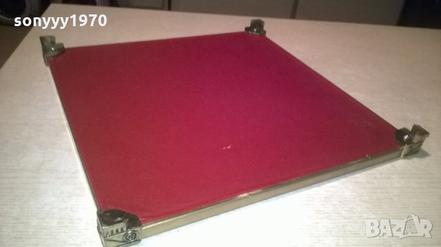 антика-маса за шах-с обков мед/месинг-37х37см-внос англия, снимка 10 - Колекции - 26346861