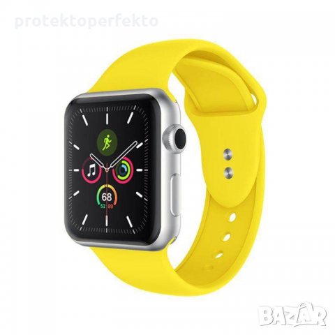 Силиконова каишка Apple watch 7 – 41mm, 45mm  жълта, Yellow, снимка 1 - Смарт часовници - 35512831
