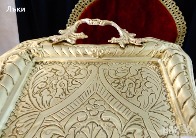 Бронзов поднос,плато с приказни орнаменти. , снимка 8 - Антикварни и старинни предмети - 51597035