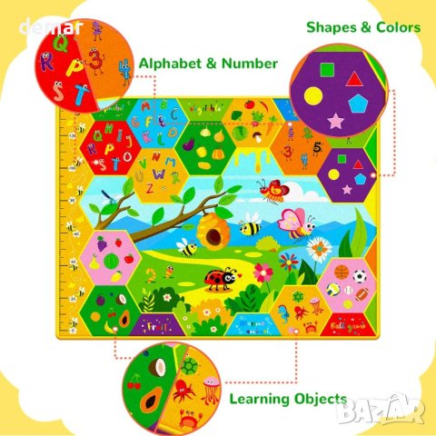 beetoy Бебешка памучна постелка за игра, мека плюшена, 2 X 1,5 м, снимка 2 - Други - 43986798