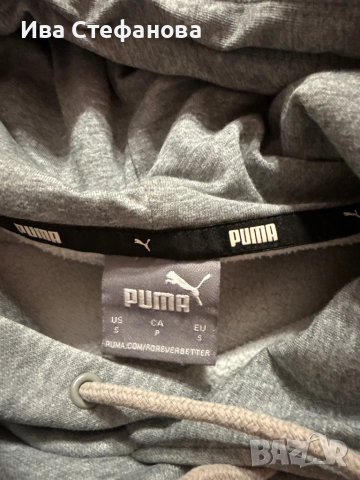 Wow 🩶сива оригинална маркова качулка ватирана блуза худи суичър сива Puma Пума . 100’%!оригинална, снимка 3 - Спортни дрехи, екипи - 52467393