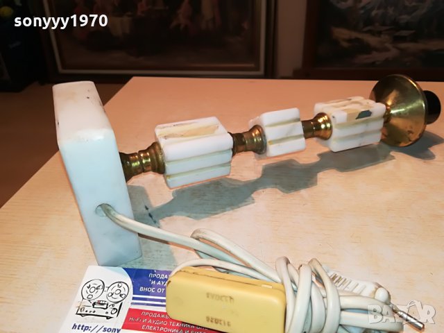 мараморна лампа-мед/месинг 40х11х11см 2206210822, снимка 6 - Антикварни и старинни предмети - 33294245