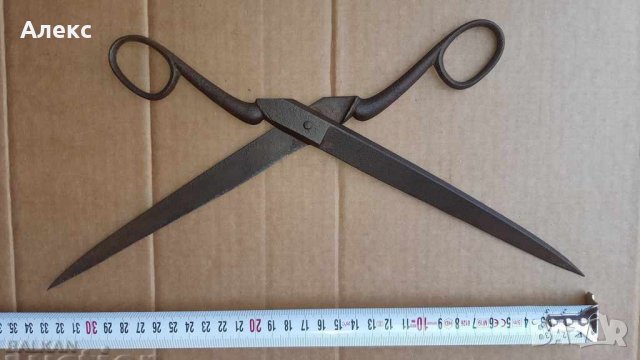 Голяма стара ножица–30см, снимка 2 - Антикварни и старинни предмети - 37553106