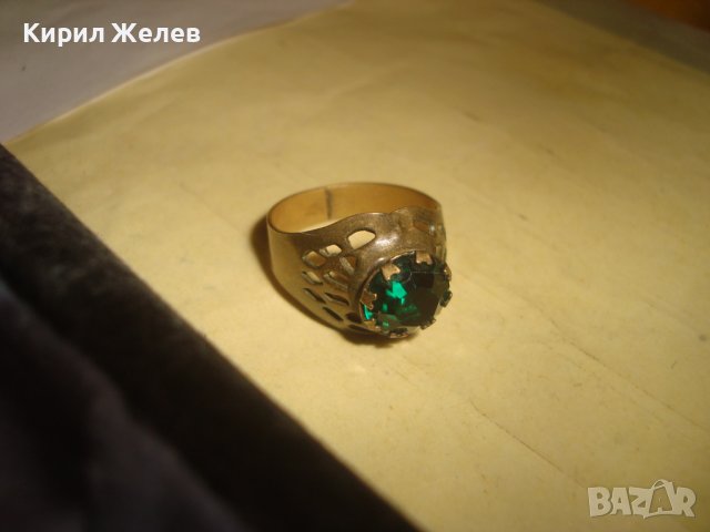 СТАРИНЕН МЕСИНГОВ РЕТРО АРТ СКЪПОЦЕНЕН АЖУРЕН МАЙСТОРСКИ ПРЪСТЕН с ЮВЕЛИРНО ФАСЕТИРАН ПЕРИДОТ 27194, снимка 11 - Антикварни и старинни предмети - 36772069