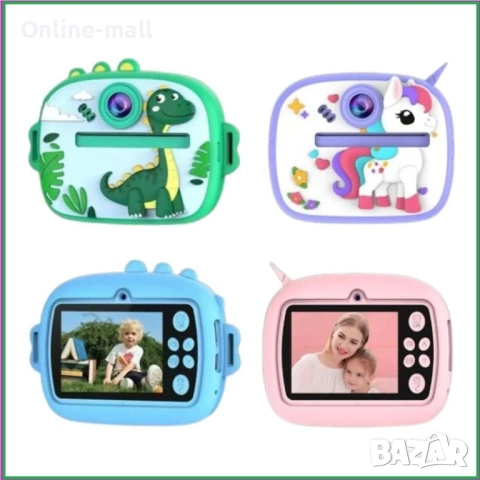Детска камера с моментален печат – Еднорог / Динозавър, Instant Print Camera с 1080P видео и 32GB ка
