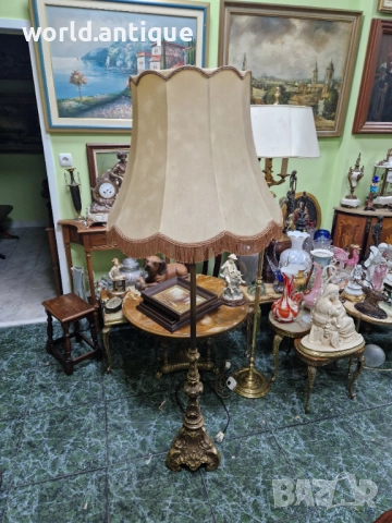 Страхотна антикварна френска бронзова подова лампа , снимка 3 - Настолни лампи - 52323059