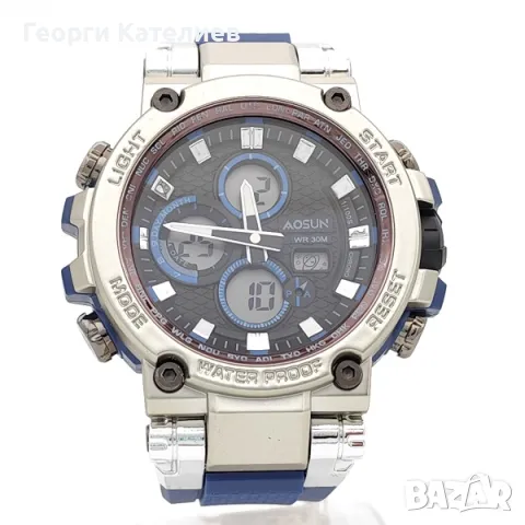 Спортен мъжки часовник с голям циферблат и синя каишка Код на продукта:B-01-02