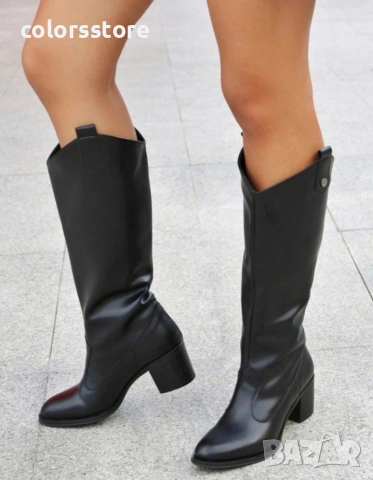 Ботуши на ток - черна кожа - TL10