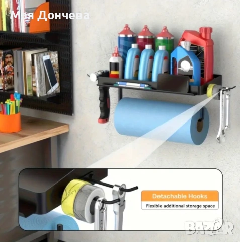 Стенен държач за работна (индустриална) хартия с рафт и подвижни куки, снимка 6 - Други машини и части - 53535957