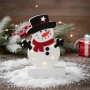 Светеща коледна украса във формата на снежен човек 25 см. Дървена LED декорация снежен човек с 6 LED, снимка 1