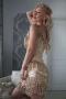 Дамска Ефектна Златиста Рокля С Камъчета И Пайети Код S130, снимка 3