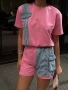 Дамски Памучен Летен Комплект С Деним👚🩳Дамски Къс Екип - 4 Налични Цвята Код A688, снимка 9