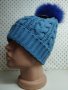 Дамска плетена шапка с естествен косъм лукс- мпш41, снимка 3