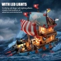 Комплект за сглобяване на пиратски кораб (916 части) с LED светлини, снимка 6