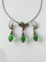 Разкошен комплект бижута в смарагдово зелено с красиви орнаменти в цвят бронз , снимка 1 - Бижутерийни комплекти - 37536636