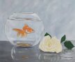 Златна рибка с роза маслена картина