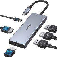 USB C към 2 HDMI адаптер за два монитора, 6 IN 1 докинг станция, снимка 1 - Кабели и адаптери - 43186808