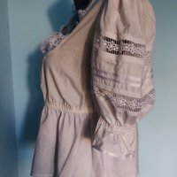 Кроп блуза тип туника от памук с буфон ръкави / голям размер , снимка 3 - Туники - 33316515