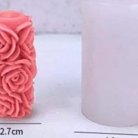 3D висок цилиндър рози свещ силиконова форма молд за украса торта фондан тесто декорация гипс сапун, снимка 3 - Други - 17268242