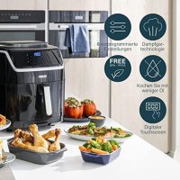 Air fryer ЕЪР ФРАЙЪР 2 в 1 фритюрник с горещ въздух без мазнина уред за готвене на пара 1700 W 6,5L, снимка 4 - Фритюрници - 40857104