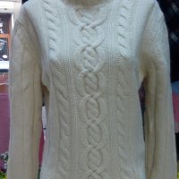 Дамски пуловер-кашмир,мерино,ангора-ръчно плетиво, снимка 1 - Блузи с дълъг ръкав и пуловери - 38595258